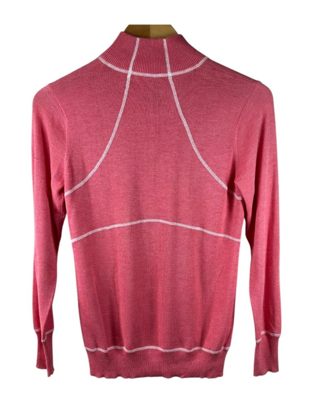 Peter Millar Womens Small Pink Quarter Zip Golf Sweater Contrast Stitch Pullover - Picture 3 of 5